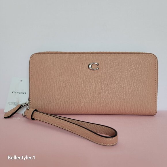 COACH Crossgrain Leather Long Continental Wallet/Wristlet -Buff color - Picture 1 of 16